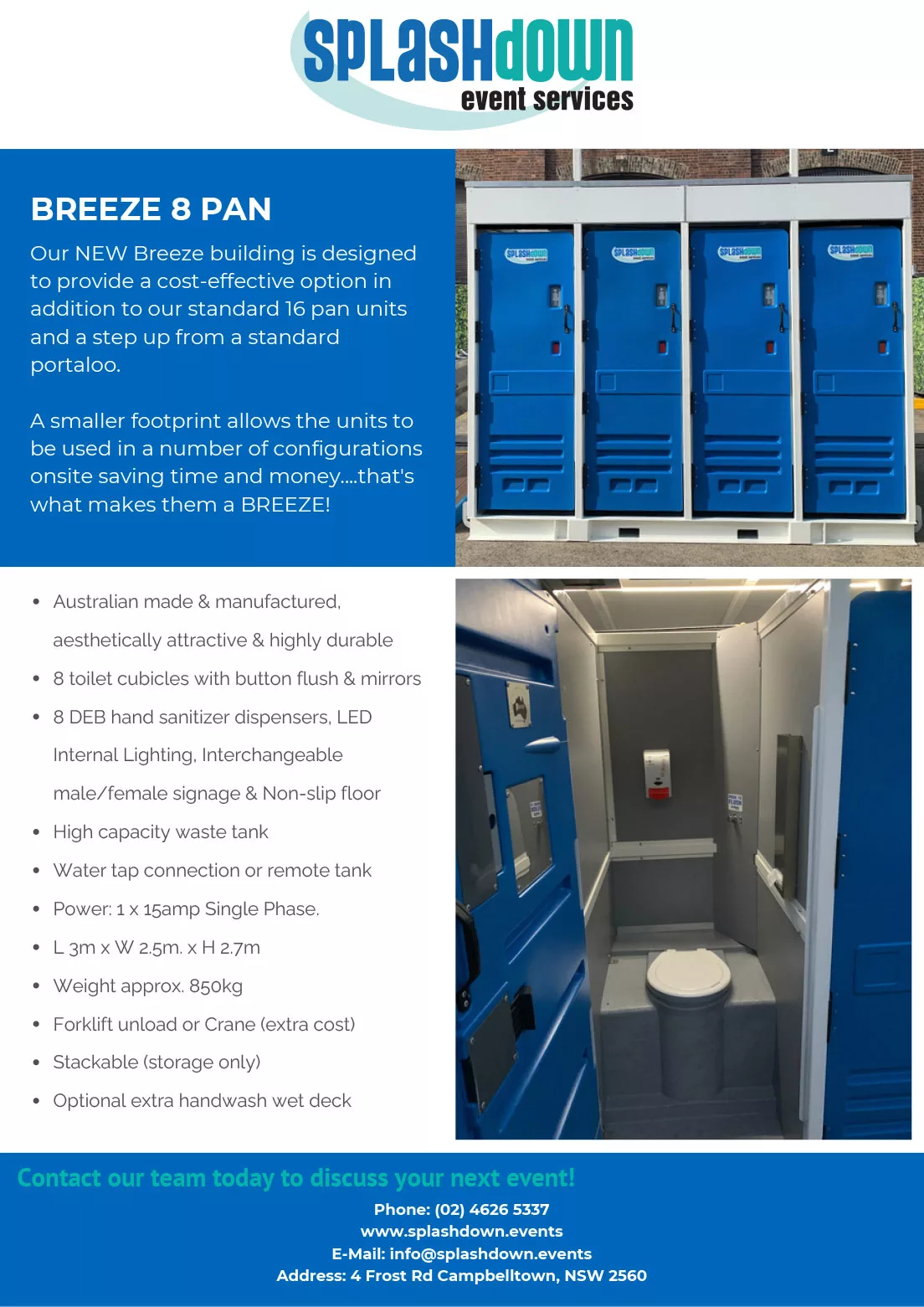 Breeze 8 Pan Toilet by Splashdown Event Services