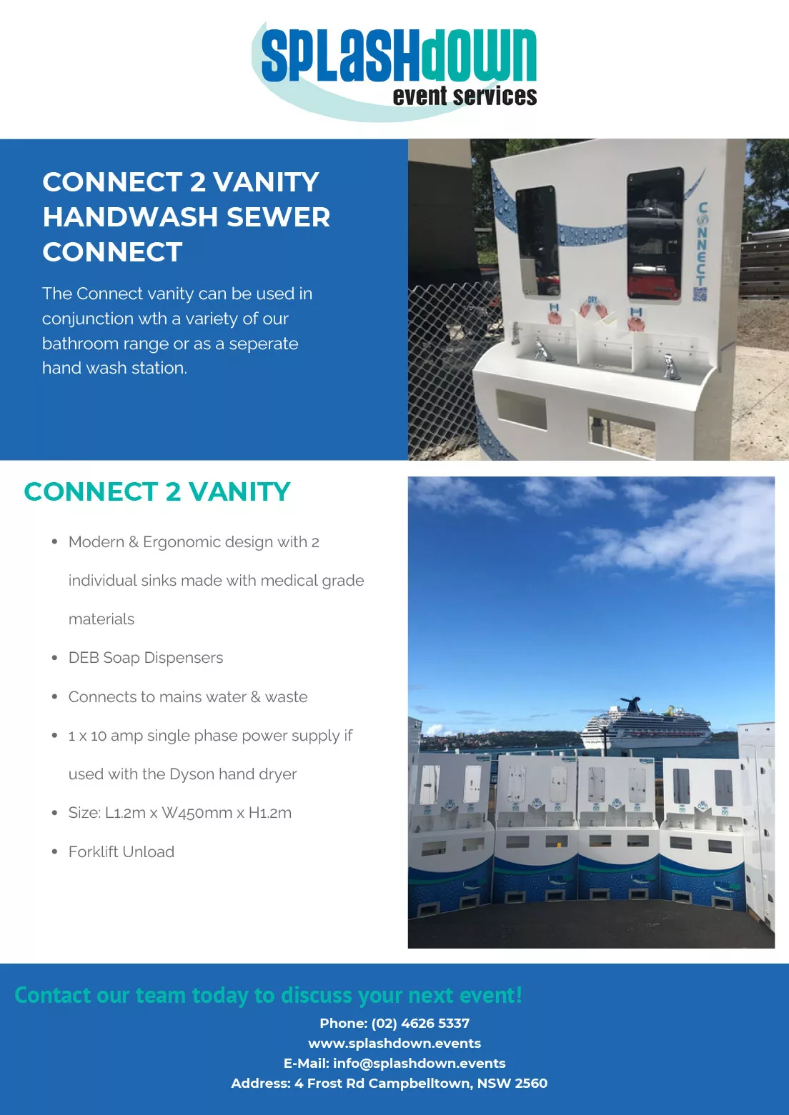 Connect 2 Vanity Handwash Sewer Connect by Splashdown Event Services
