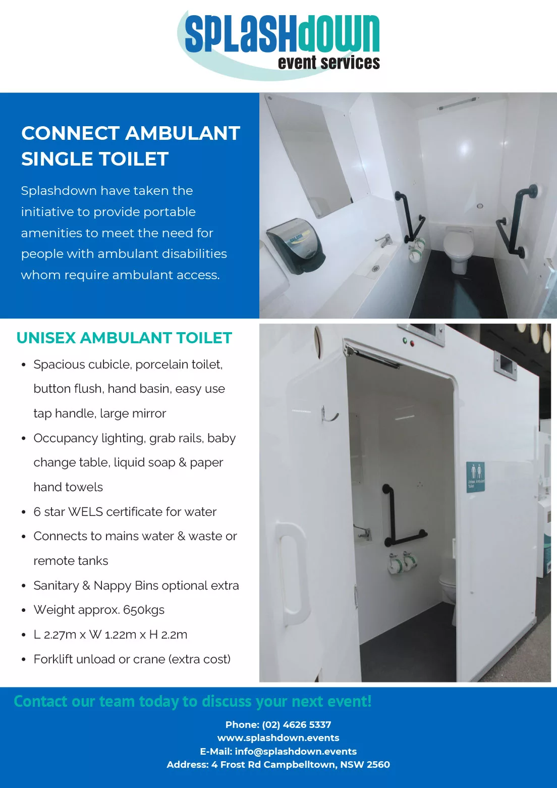 Connect Single Ambulant Toilet by Splashdown Event Services