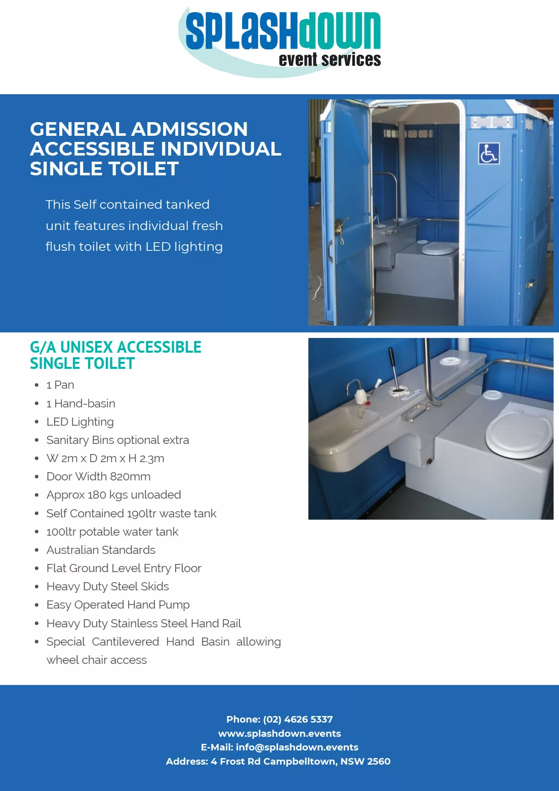 General Admission Accessible Individual Single Toilet by Splashdown Event Services