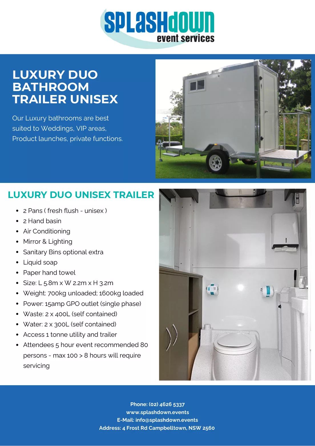 Luxury Duo Toilet Trailer by Splashdown Event Services