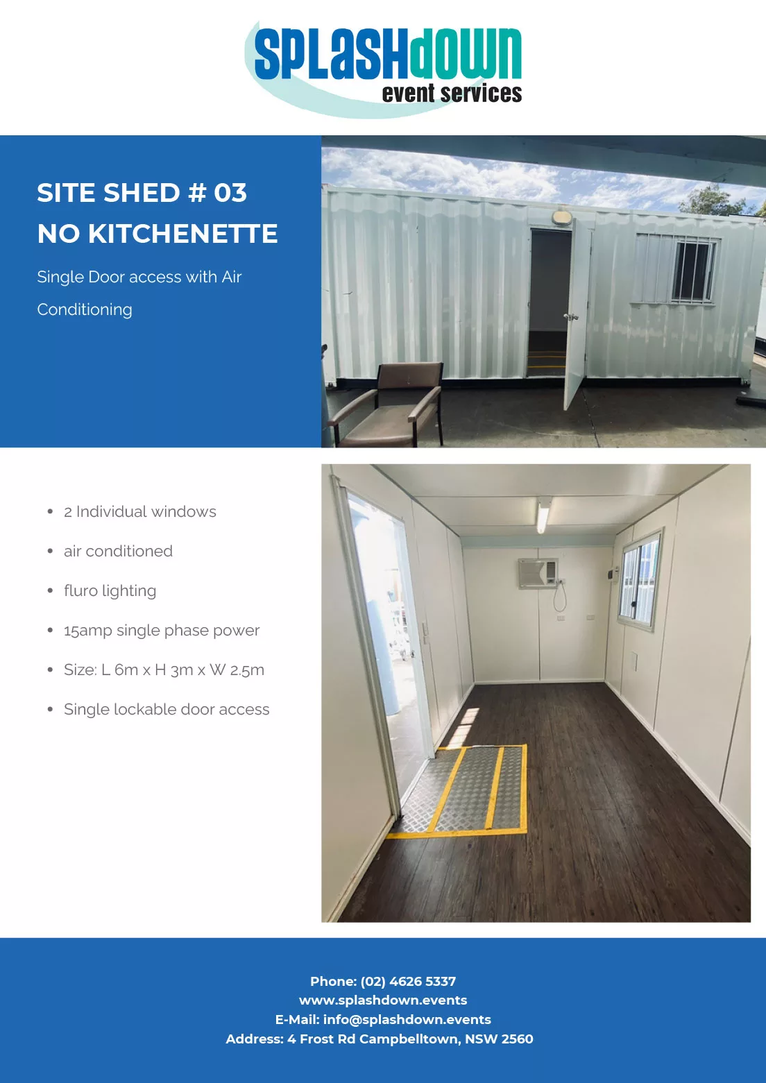 Site Shed – No Kitchenette by Splashdown Event Services
