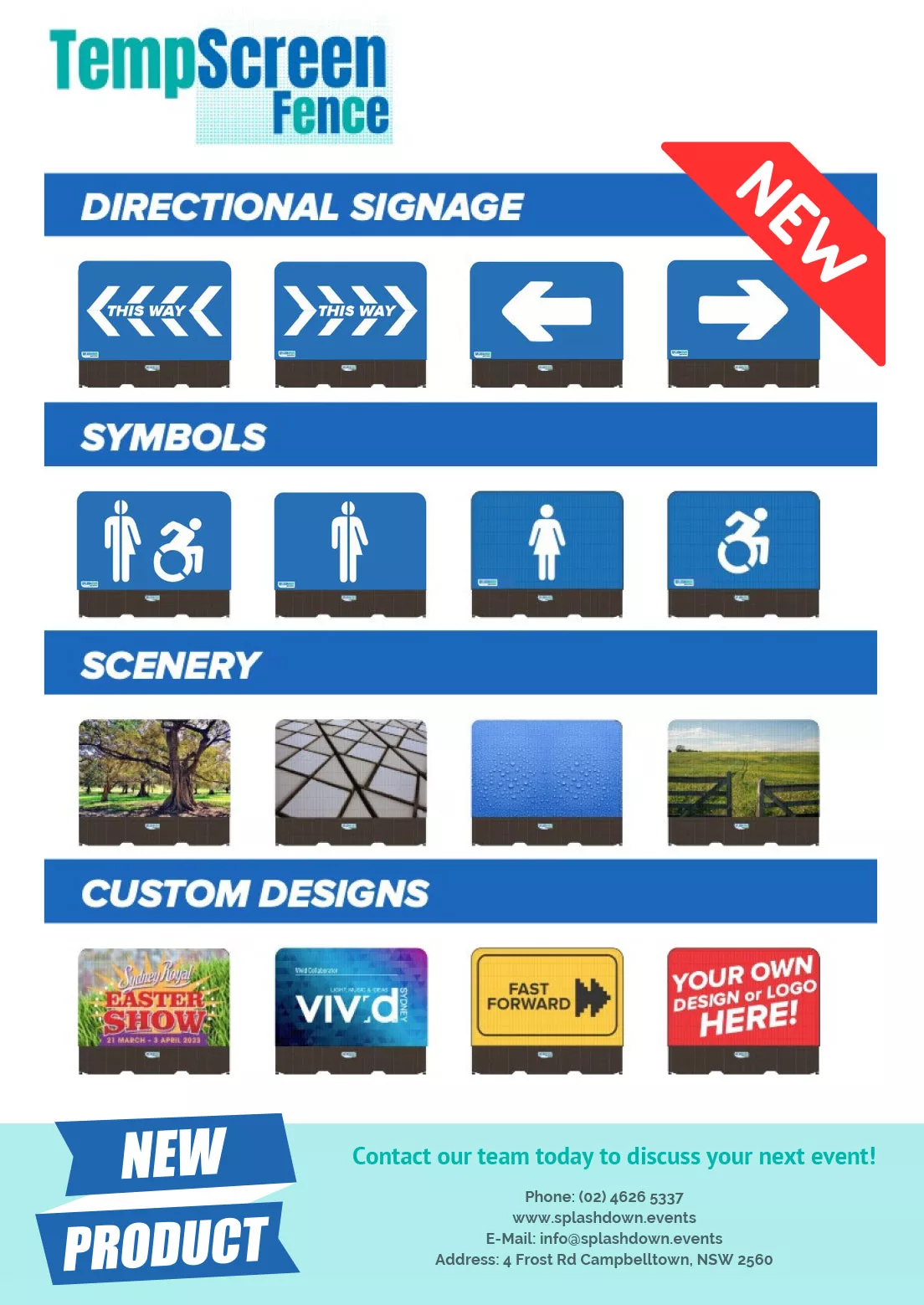Temporary Screen Fence Panel & Base by Splashdown Event Services