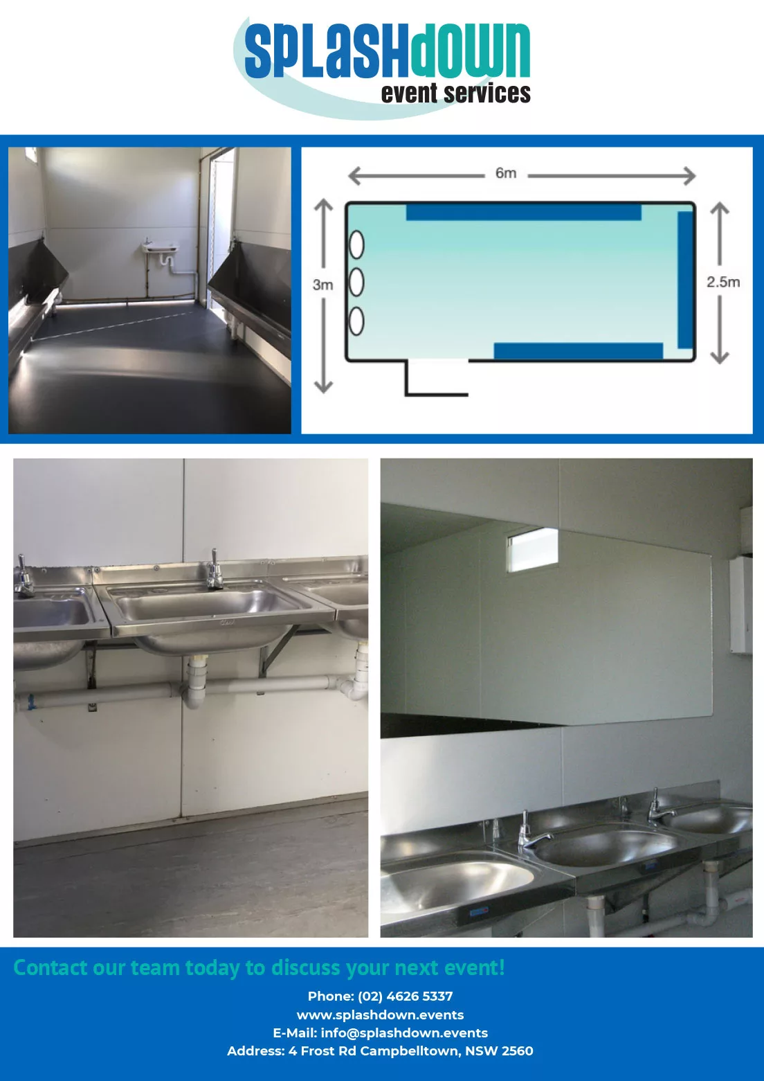 Urinal Building Single & Two Door Access by Splashdown Event Services