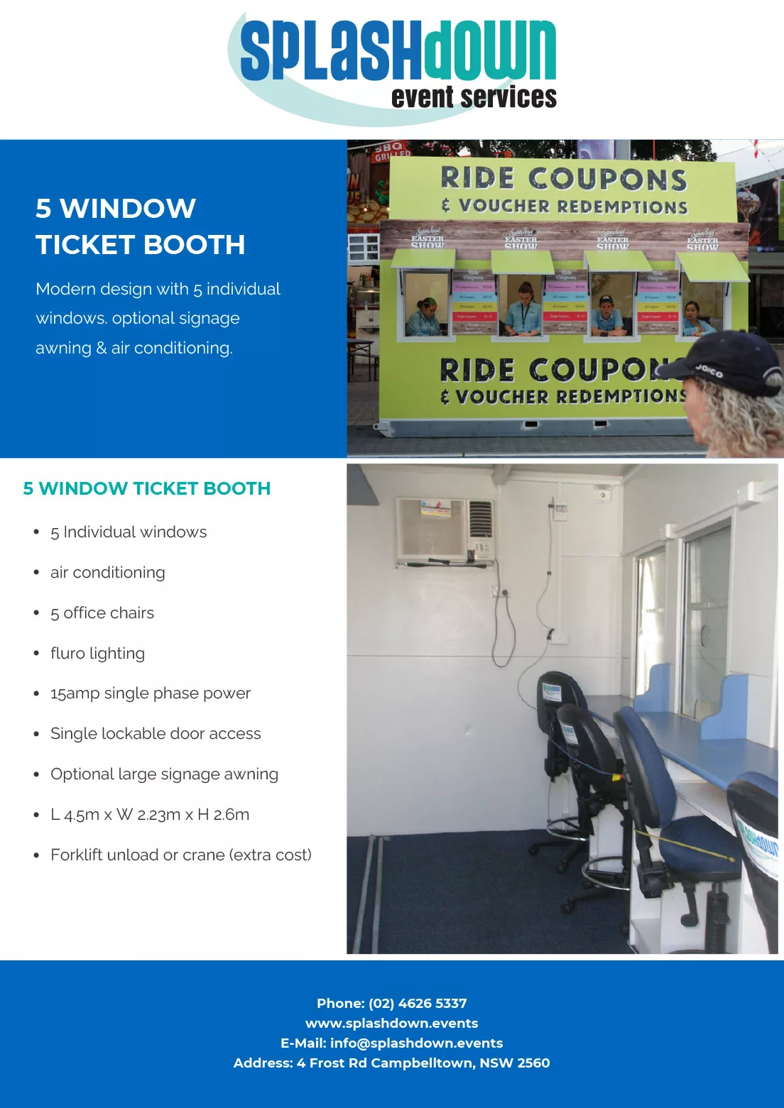 5 Window Ticket Box by Splashdown Event Services