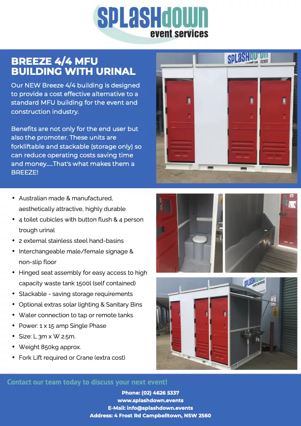 Breeze 4/4 building with Urinal by Splashdown Event Services