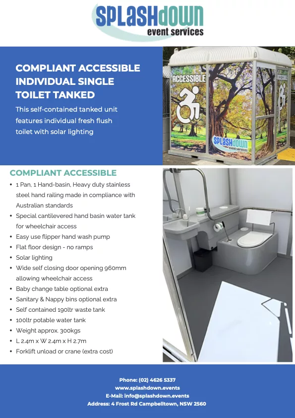 Compliant Accessible Single Toilet by Splashdown Event Services