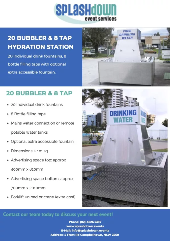 20 Bubbler & 8 Tap Hydration Station by Splashdown Event Services