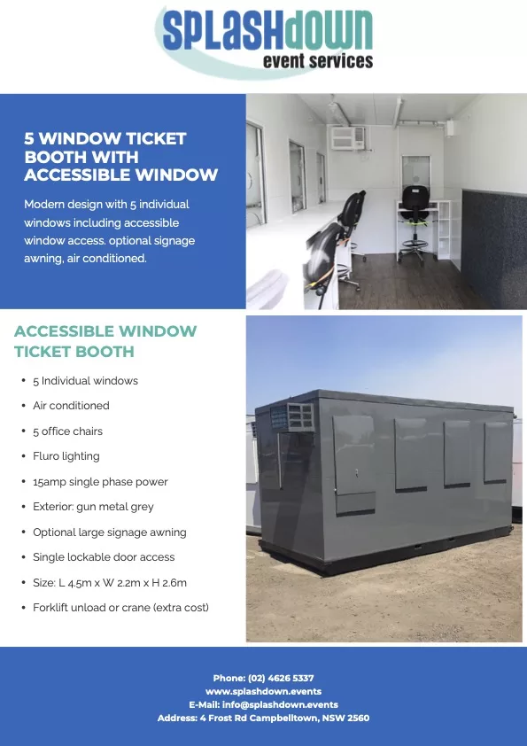 5 Window Ticket Booth with Accessible Window by Splashdown Event Services