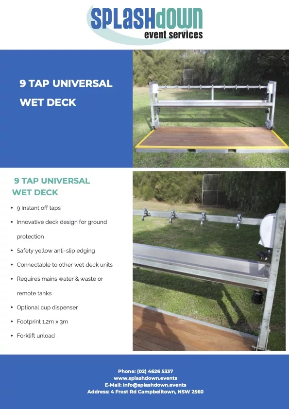 9 Tap Universal Wet Deck by Splashdown Event Services