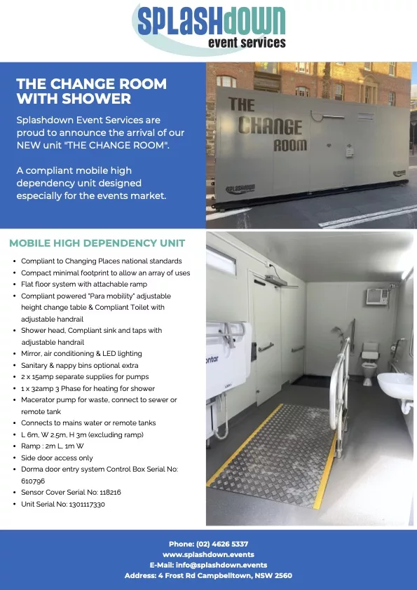 The Change Room with Shower by Splashdown Event Services