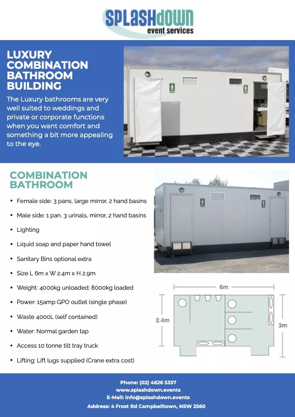Luxury Combination Bathroom Building by Splashdown Event Services